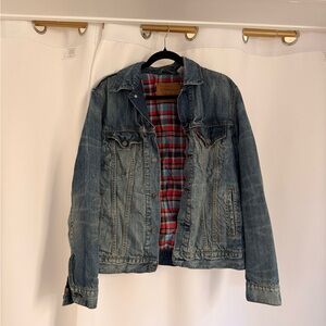 Levi's Blue Denim Jacket with Red Plaid Lining